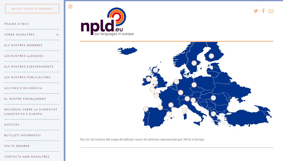 Imatge 6: Web de la Xarxa Europea per a la Diversitat Lingüística