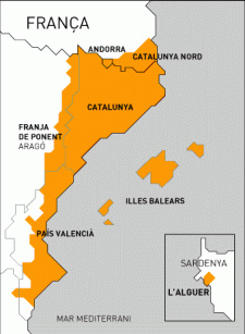 Imatge 7: Mapa del domini lingüístic del català extret de la web de l’Institut Ramon Llull.
